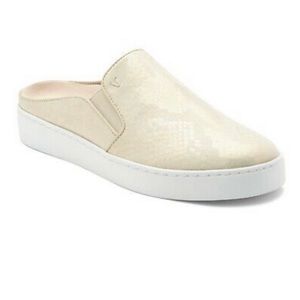 Vionic Women’s Splendid Dakota Leather Gold Snake Flat Slip-on Mule Sneaker 7